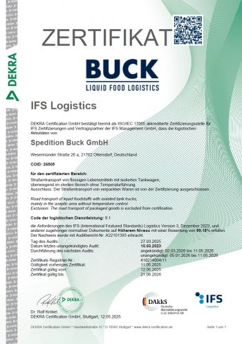 IFS Zertifikat Buck / Dekra